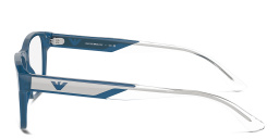 Emporio Armani Logo Wide Rectangle Eyeglasses in Shiny Opaline Blue – Product Photo 3