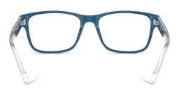Emporio Armani Logo Wide Rectangle Eyeglasses in Shiny Opaline Blue – Product Photo 4