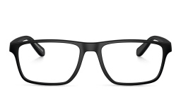 Emporio Armani Logo Wide Rectangle Eyeglasses in Matte Black – Product Photo 1