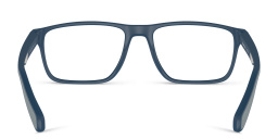 Emporio Armani Logo Wide Rectangle Eyeglasses in Matte Blue – Product Photo 4