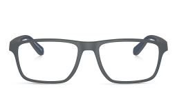 Logo Wide Rectangle Eyeglasses من امبوريو أرماني بلون رمادي داكن مطفي - صورة المنتج 1