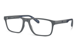 Emporio Armani Logo Wide Rectangle Eyeglasses in Matte Dark Grey – Product Photo 2