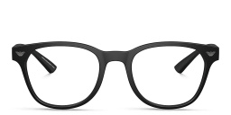 Shop Emporio Armani Logo Panthos Eyeglasses in Matte Black online.
