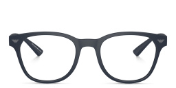 Shop Emporio Armani Logo Panthos Eyeglasses in Matte Blue online.