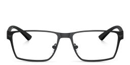 Logo Wide Rectangle Eyeglasses من امبوريو أرماني بلون أسود مطفي - صورة المنتج 1