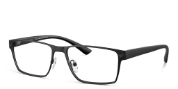 Shop Emporio Armani Logo Wide Rectangle Eyeglasses in Matte Black online.