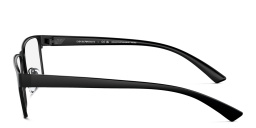 Shop Emporio Armani Logo Wide Rectangle Eyeglasses in Matte Black online.