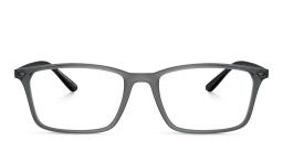 Emporio Armani Logo Wide Rectangle Eyeglasses in Shiny Transparent Black – Product Photo 1