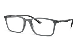 Emporio Armani Logo Wide Rectangle Eyeglasses in Shiny Transparent Black – Product Photo 2