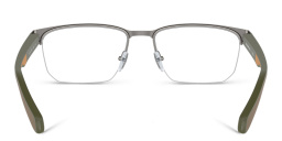 Emporio Armani Logo Wide Half-Rim Irregular Eyeglasses in Matte Gunmetal – Product Photo 4