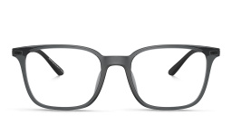 Emporio Armani Logo Square Eyeglasses in Shiny Transparent Black – Product Photo 1