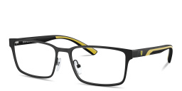 Shop SCUDERIA FERRARI Logo Wide Rectangle Eyeglasses in Black online.