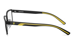 Shop SCUDERIA FERRARI Logo Wide Rectangle Eyeglasses in Black online.