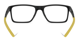 Shop SCUDERIA FERRARI Logo Wide Rectangle Eyeglasses in Rubber Black online.