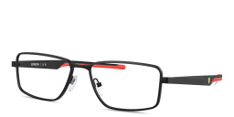 Shop SCUDERIA FERRARI Logo Wide Rectangle Eyeglasses in Black online.