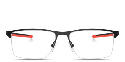 SCUDERIA FERRARI Logo Half-Rim Wide Rectangle Eyeglasses in Black – Product Photo 1