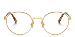 MIU MIU Vertical Logo Round Eyeglasses in Gold – Product Photo 1