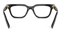 Shop MIU MIU Vertical Logo Rectangle Eyeglasses in Black online.