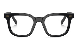 Shop MIU MIU Vertical Logo Square Eyeglasses in Black online.