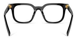 Shop MIU MIU Vertical Logo Square Eyeglasses in Black online.
