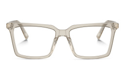 Shop MIU MIU Vertical Logo Square Eyeglasses in Grey online.