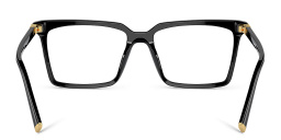 Shop MIU MIU Vertical Logo Square Eyeglasses in Black online.