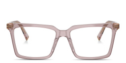 Shop MIU MIU Vertical Logo Square Eyeglasses in Transparent Purple online.