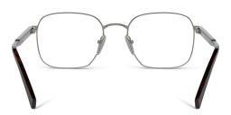 Shop PRADA Logo Rectangle Eyeglasses in Gunmetal online.