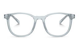 Shop PRADA Logo Panthos Eyeglasses in Transparent Azure online.
