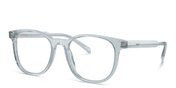 Shop PRADA Logo Panthos Eyeglasses in Transparent Azure online.