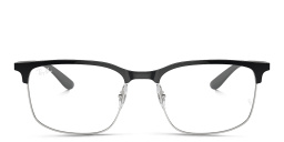 Ray-Ban Optics Unisex Wide Square Eyeglasses in Black On Silver – Product Photo 1