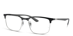 Shop Ray-Ban Optics Unisex Wide Square Eyeglasses in Black On Silver online.