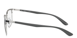 Shop Ray-Ban Optics Unisex Wide Square Eyeglasses in Black On Silver online.