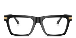 Shop VERSACE Medusa Wide Rectangle Eyeglasses in Shiny Black online.