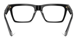 Shop VERSACE Medusa Rectangle Eyeglasses in Shiny Black online.