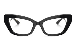 Dolce & Gabbana Rhinestone DG Motif Wide Cat-Eye Eyeglasses in Black – Product Photo 1