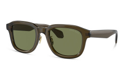 Shop GIORGIO ARMANI Logo Square Sunglasses in Green online.