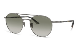 Shop GIORGIO ARMANI Logo Round Sunglasses in Gunmetal online.