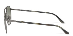 Shop GIORGIO ARMANI Logo Round Sunglasses in Gunmetal online.