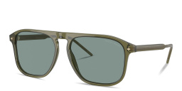 Shop GIORGIO ARMANI Logo Square Sunglasses in Green online.