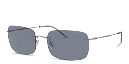 Shop GIORGIO ARMANI Logo Rimless Pillow Sunglasses in Matte Gunmetal online.