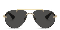 Shop BURBERRY Logo Rimless Pilot Sunglasses in Light Gold online.