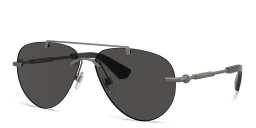 Shop BURBERRY Logo Rimless Pilot Sunglasses in Gunmetal online.