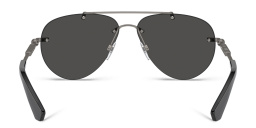 Shop BURBERRY Logo Rimless Pilot Sunglasses in Gunmetal online.