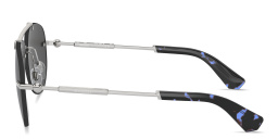 Shop BURBERRY Logo Signature Rimless Pilot Sunglasses in Silver online.