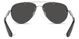 Shop BURBERRY Logo Signature Rimless Pilot Sunglasses in Silver online.