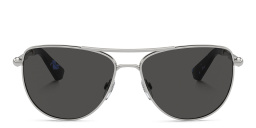 Shop BURBERRY Logo Aviator Sunglasses in Silver online.