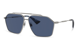 Shop Dolce & Gabbana Logo Aviator Sunglasses in Gunmetal online.