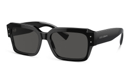 Shop Dolce & Gabbana Logo Rectangle Sunglasses in Black online.
