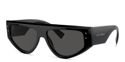 Shop Dolce & Gabbana Logo Rectangle Sunglasses in Black online.